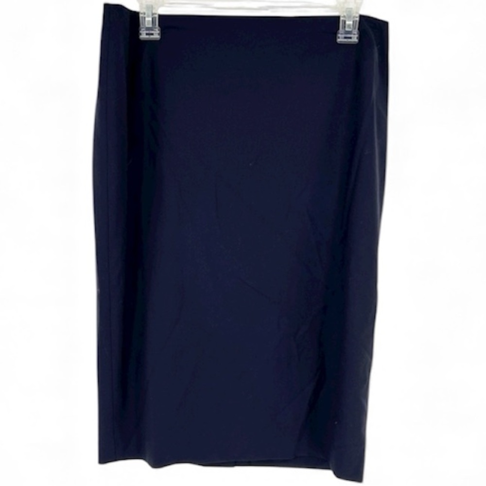 Lafayette 148 Navy Blue Wool Blend Pencil Skirt